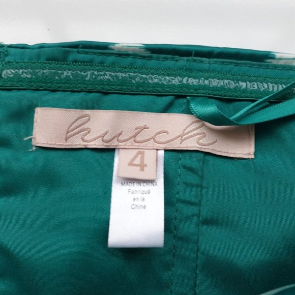 Cocktail Crop Top Small Polka Satin Pleated Ruched Stretch Green Bandeau HUTCH 4 - Picture 2 of 9